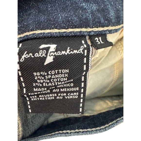 7 For All Mankind Slimmy Jeans Size 31 Blue Distressed Denim Stretch Casual Pant - Picture 5 of 7